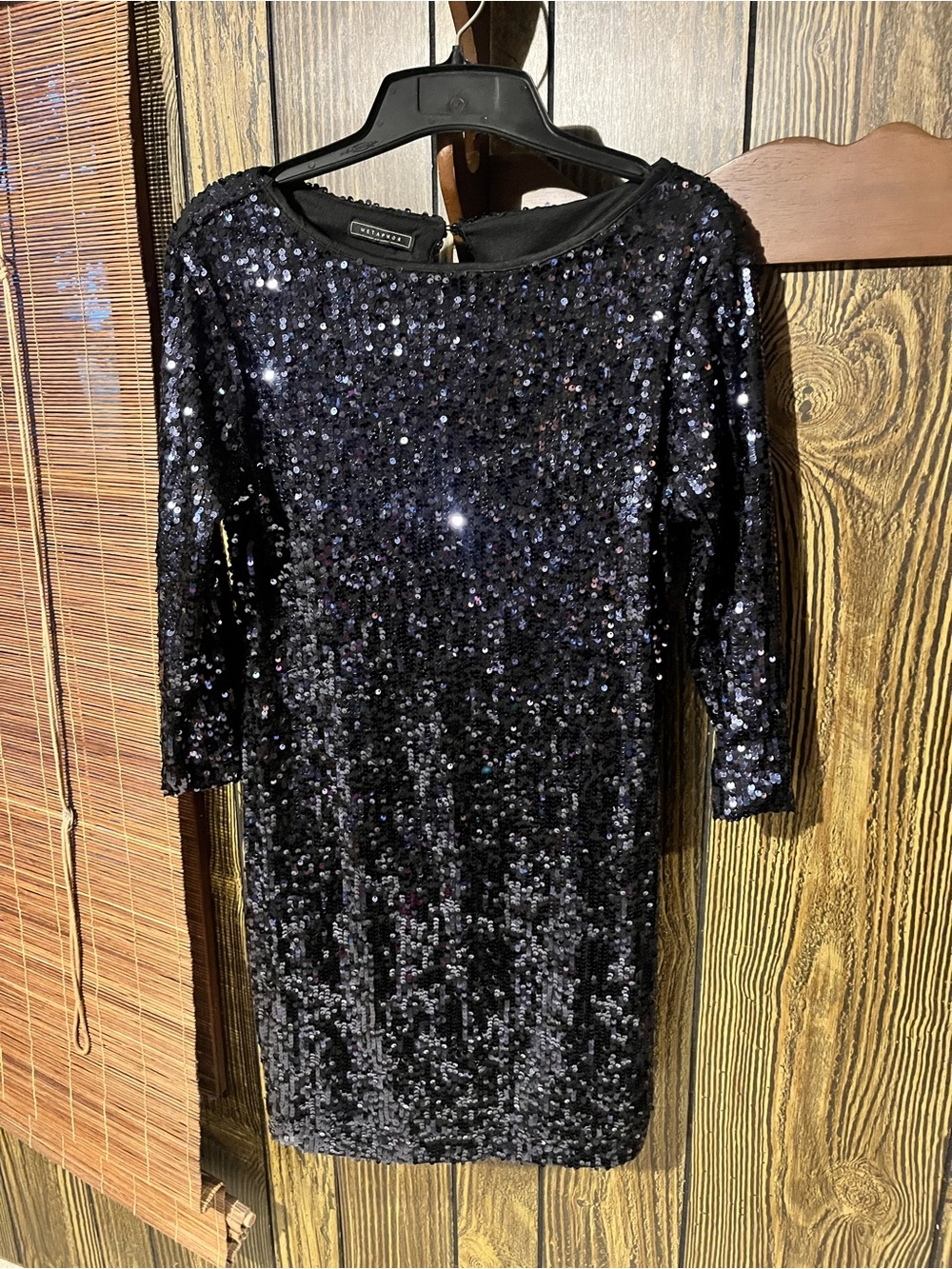 Metaphor Black Sequin 3/4 Sleeve Sheath Dress